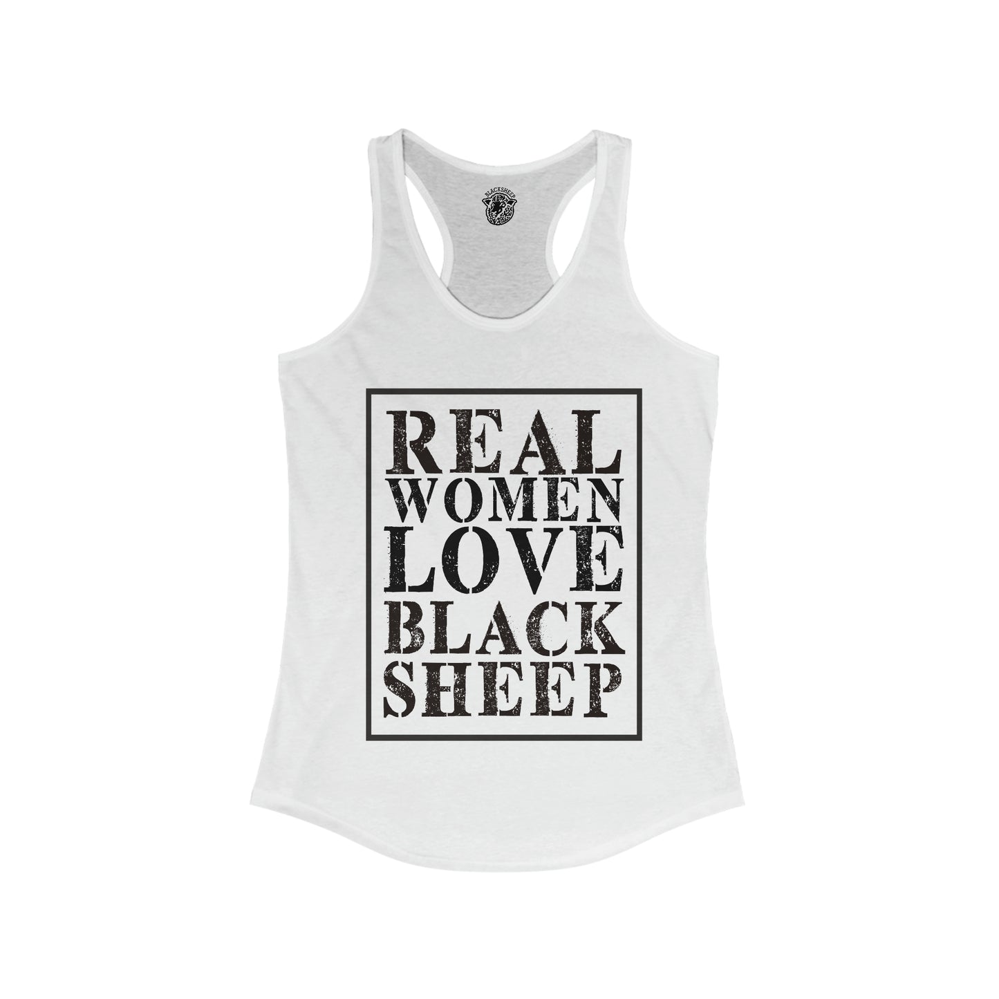 Real Woman Love Black Sheep - Racerback Tank - Black Sheep Apparel