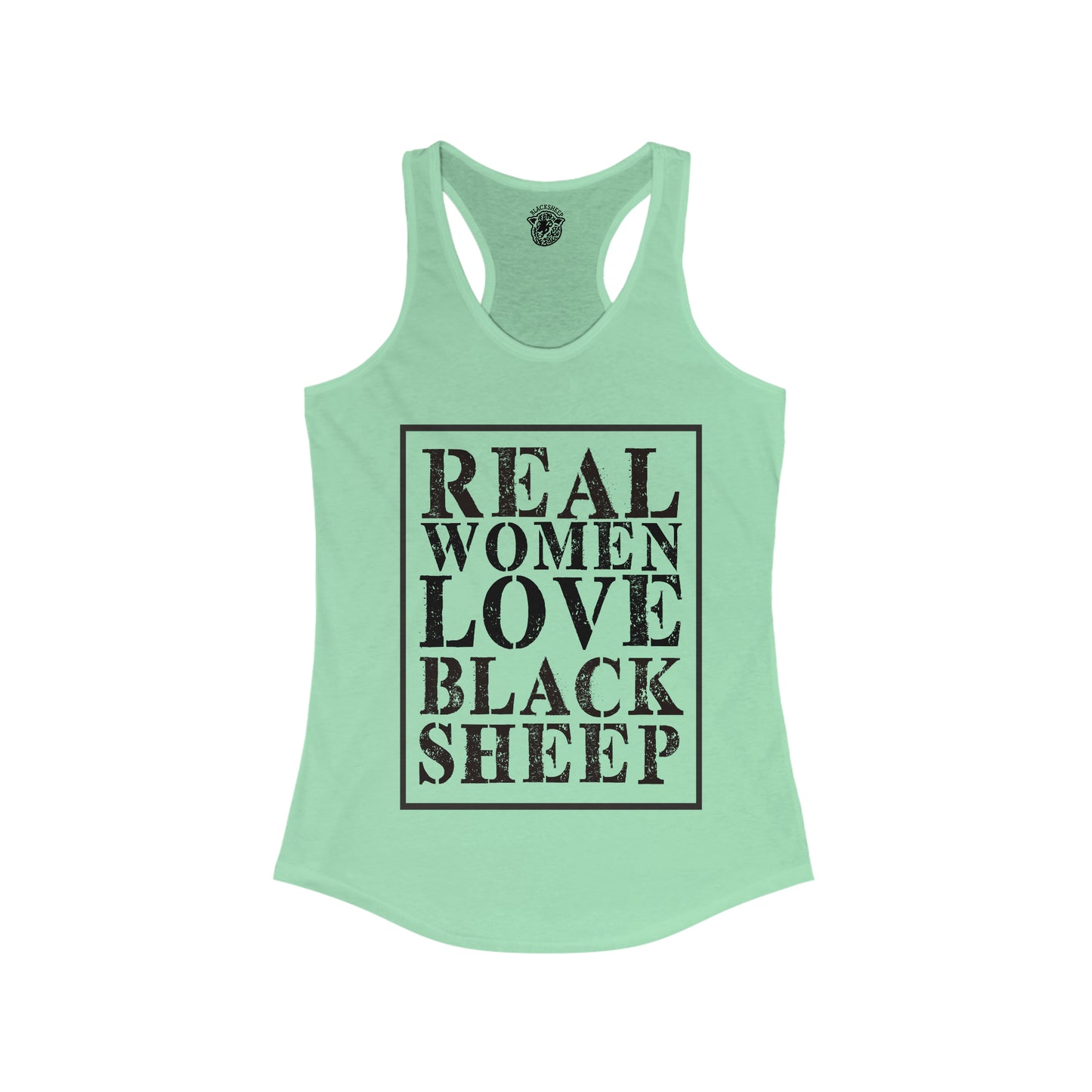 Real Woman Love Black Sheep - Racerback Tank - Black Sheep Apparel